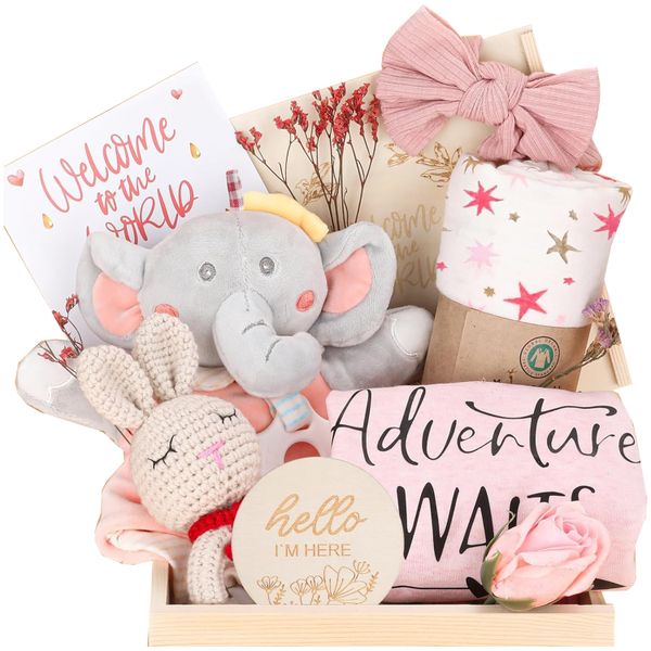 Unique Baby Girl Gift Basket In Wooden Box,Baby Shower Gifts For Girls