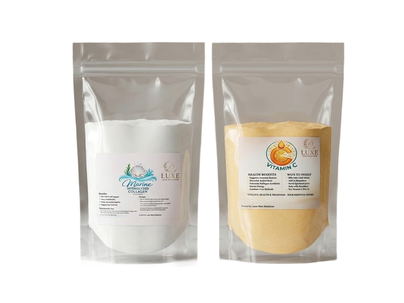Marine Hydrolyzed Collagen Powder &amp;Vitamin C - Skin, Hair, Nails &amp; Joints