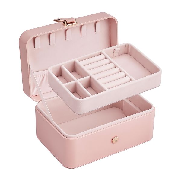 Travel Jewelry Box, 2-Layer Organizer - PINK