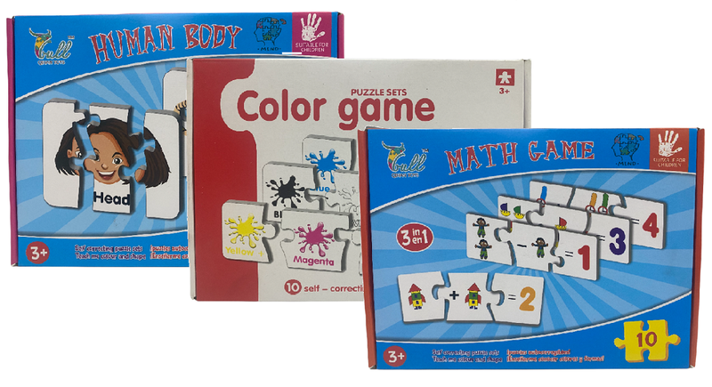 Math - Colour - Human Body - Kid's Game Puzzle Set - Pack of 3