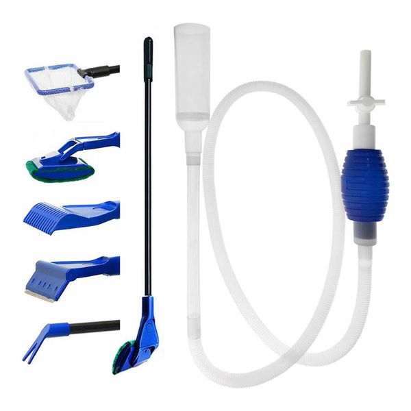 Aquarium Fish Tank 5 in 1 Cleaning Kit Tools Algae Scrapers Set