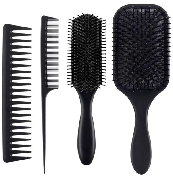 4 Piece Hair Brush and Comb Set Detangling Styling Heat Resistant