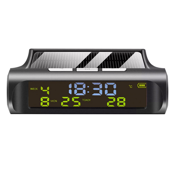 Solar Car Clock Automatic Solar Clock with Week Month