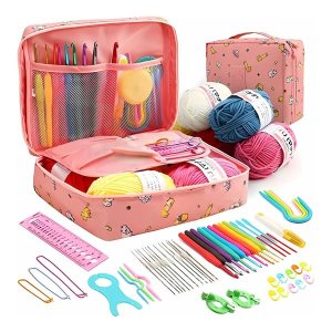 Crochet Kit 58 Pcs Crochet Kits for Beginners Starter Knitting Needle Set