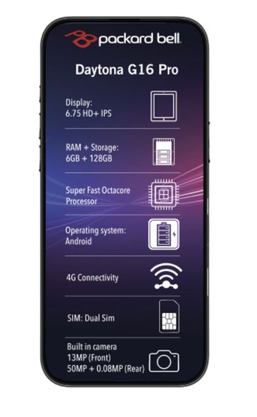 Packard Bell Daytona G16 Pro 6.75" LTE 6GB 128GB Dual Sim Smartphone