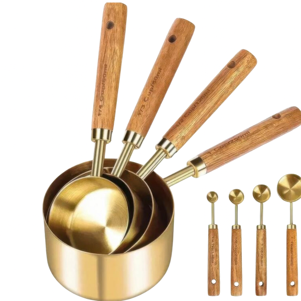 8-in-1 Stainless Steel Bronze Measuring Spoon and Cup Set