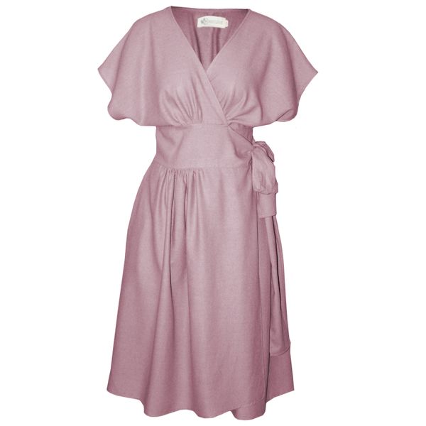 Nucleus Suki Linen Wrap Dress in Dusty Pink