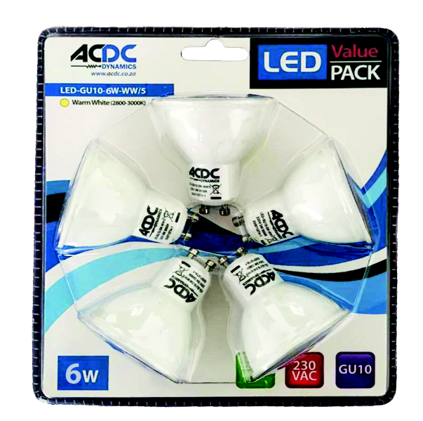230VAC 6W GU10 Cool White Down Light /5 Pack