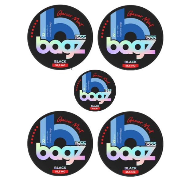 Bagz Nicotine Pouches Black - 55.5mg - Glacier Mint - 5 Pack (100 pouches)