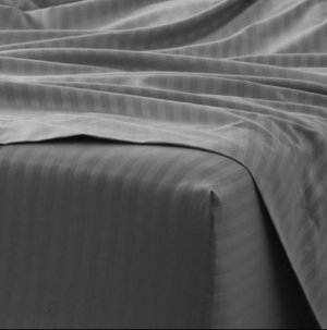 Relax Collection Microfibre Fitted Sheet - Grey Stripe