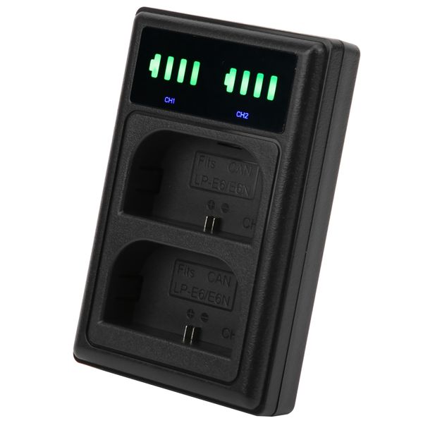 Dual LP-E6/E6N Charger with Micro/Type-C &amp; LCD