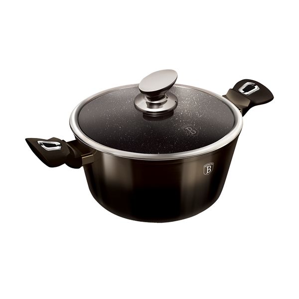 Berlinger Haus 20cm Marble Coating Casserole with Lid - Shine Black Edition