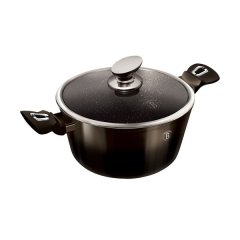 Berlinger Haus 24cm Marble Coating Casserole with Lid - Shine Black Edition