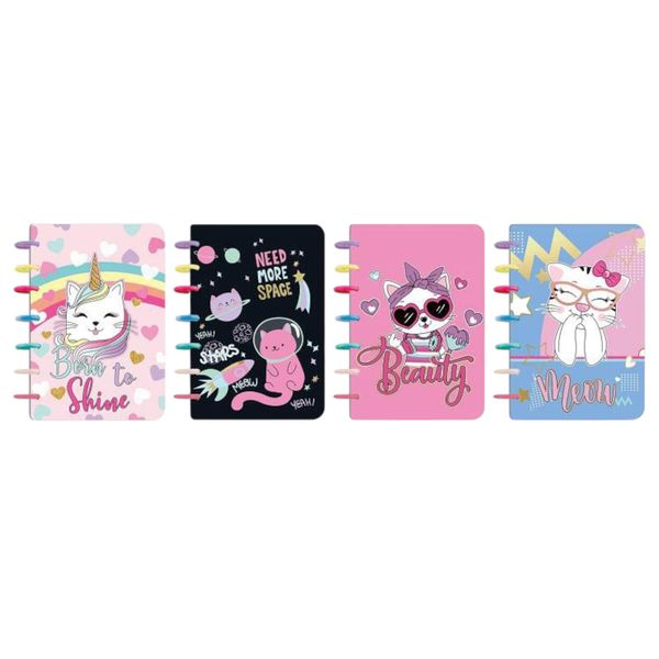 Cute Cats A5 Spiral Notebooks - Set of 4 Designs
