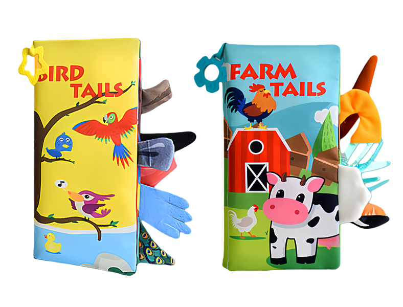 Soft3D Toys Baby Cloth Books, Touch and Feel Crinkle Books With Teether