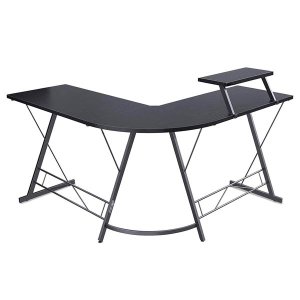 Heartdeco Corner Computer Desk Gaming Desk with Monitor Stand