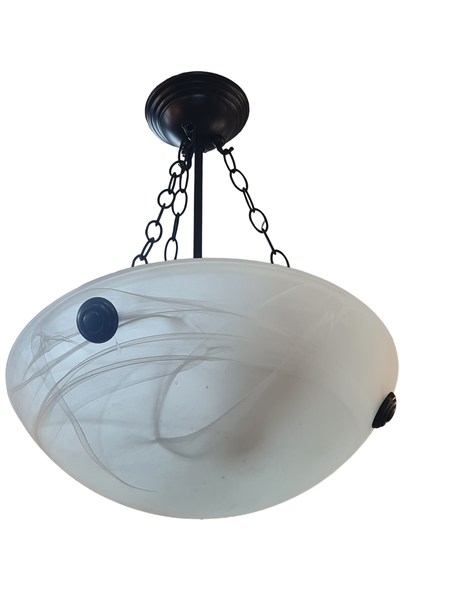 White Alabaster Bowl-Shaped Glass Pendant