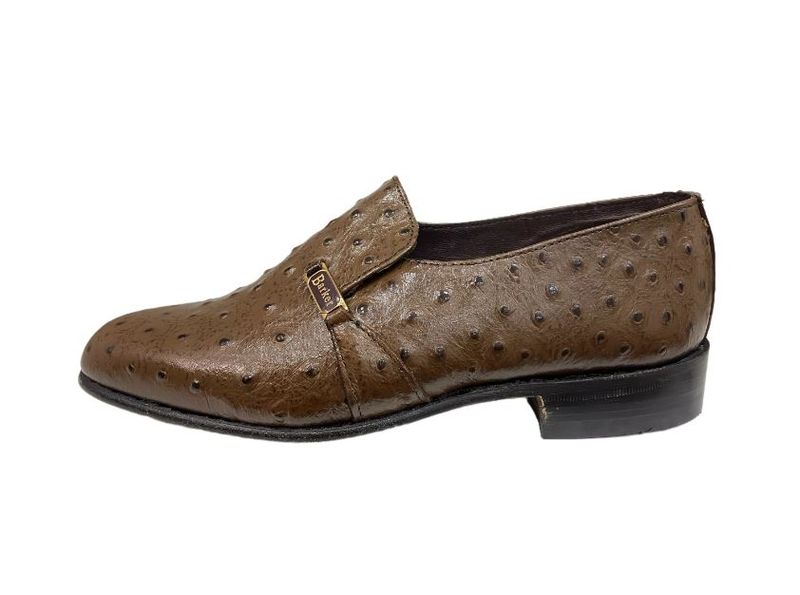 Barker - Mens - Slip On Ostrich Brown Leather Shoes