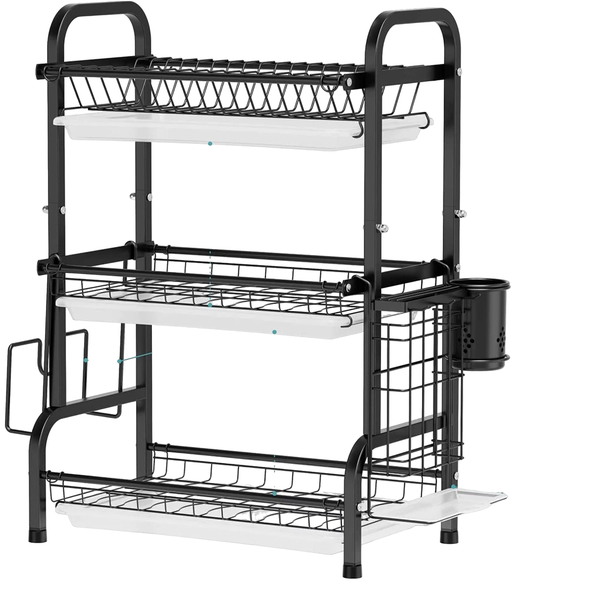 3 -Tier Stainless Steel Sturdy Dish Drainer Kitchen Organizer