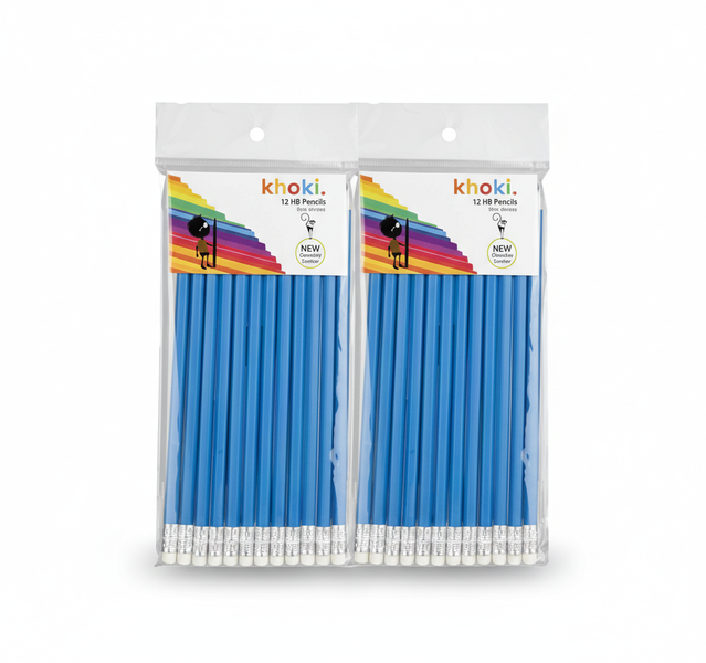 Khoki HB Pencil Set, 12 Piece with Erasers for Writing and Drawing - 2 Pack