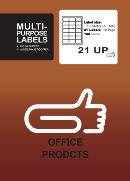21 Up Labels Self Adhesive A4 Size - 100 Sheets - The Clip
