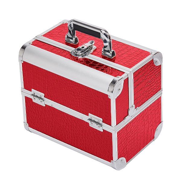 Professional Travel Aluminum Makeup Train Case-Red