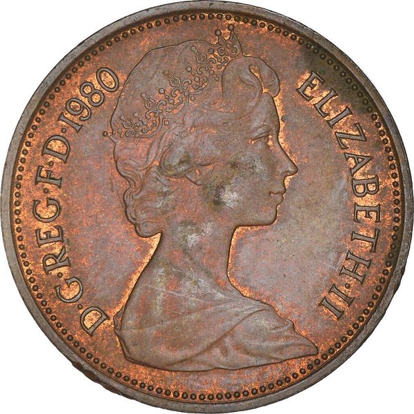 1980 United Kingdom 2 New Pence Rare Coin Rare Date Queen Elizabeth II