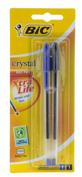 BIC Crystal Medium Xtra Life Ballpoint Pens - Black &amp; Blue (Blister of 2)
