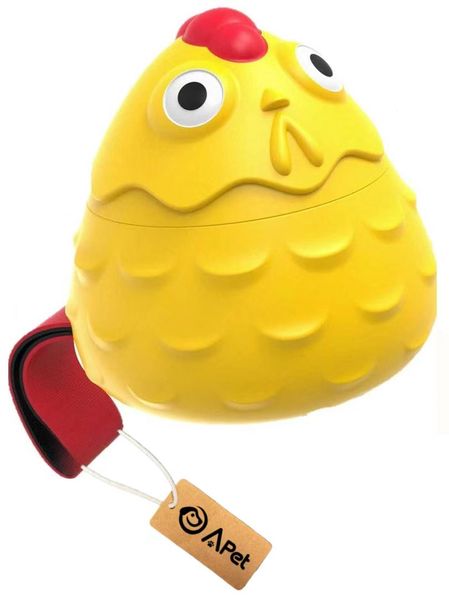A-PET Dog Chew Toy - Chicken Giggle Ball Treat Dispenser - Nylon Tug Strap