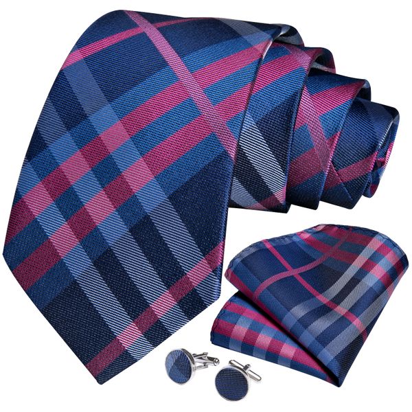 Men's Tie Set 100% Silk Necktie Business Wedding Tie Handkerchief Cufflinks