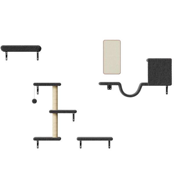 PawGiant 5 in 1 Cat Shelves, Wooden Cat Climbing Wall Furniture Set