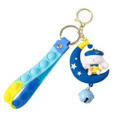 Cute Moon Rabbit - Blue Keychain