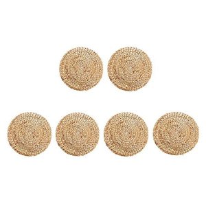 Round Woven Rattan Placemats, Water Hyacinth Placemats, Set of 6