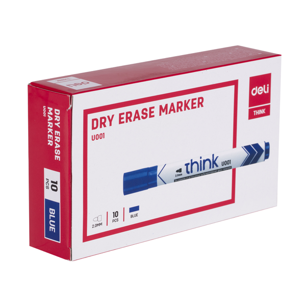 DELI Whiteboard Marker 2.0mm Bullet Tip - Blue - 12 Pieces
