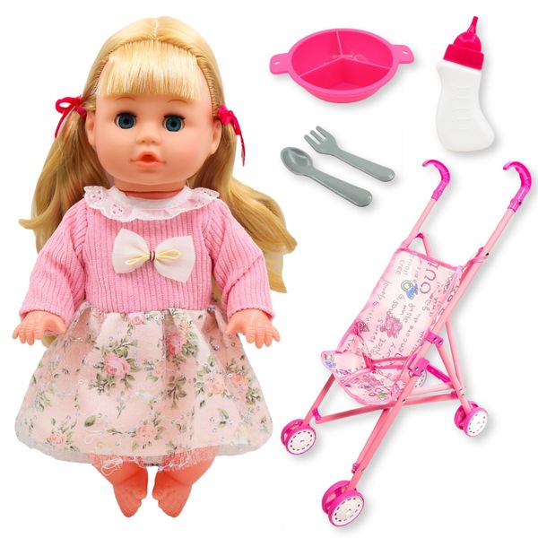 Baby Doll and Stroller Playset - Pretend Play Toys for Girls and Toddlers