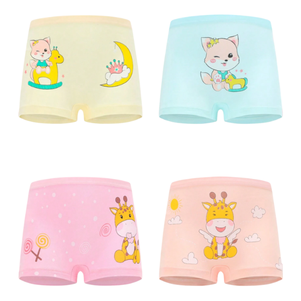 4 Pieces Adorable Cartoon-Printed Cotton Underwear Set - Multicolor - 6 Years