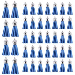 100Pcs Keychain Tassels Faux Suede Leather Tassel Pendants (Blue)
