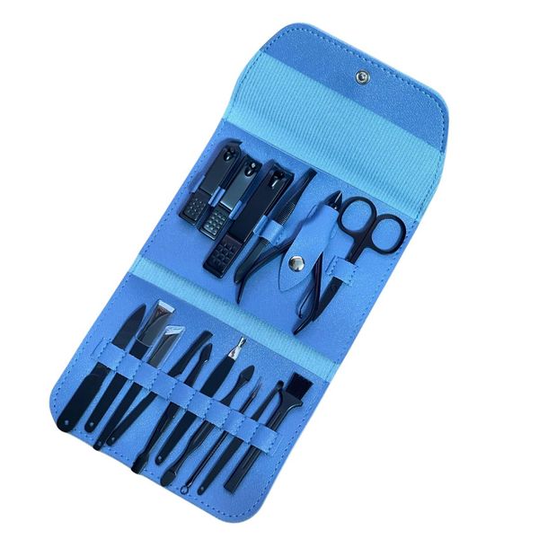 16 in 1 Stainless Steel Nail Tools Kit Set - Brown