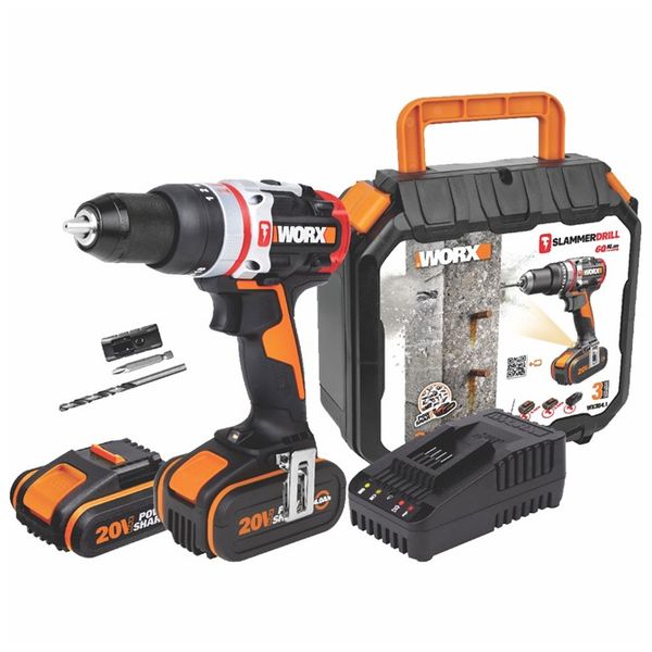 Worx Slammer 3-In-1 Brushless Active Hammer Drill Cordless 20V Kit