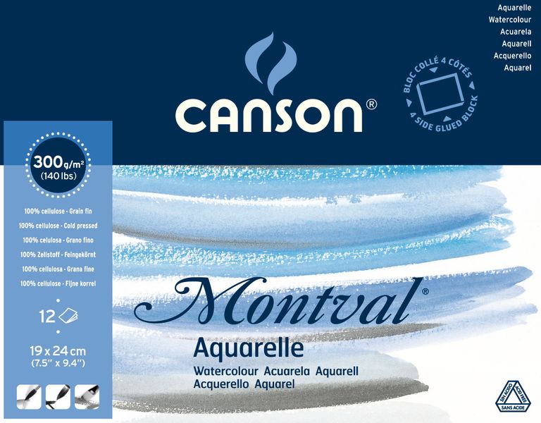 Canson Montval Pad 4Sides 12S 19X24 300G