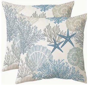 2 Piece Nautical Coastal Pillow Cover Set