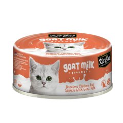Kit Cat Boneless Chicken Shreds &amp; Salmon with Goat Milk (1 x 70g cans)