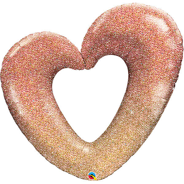 Qualatex 42 Inch Foil Rose Gold Glitter Ombré Heart Balloon