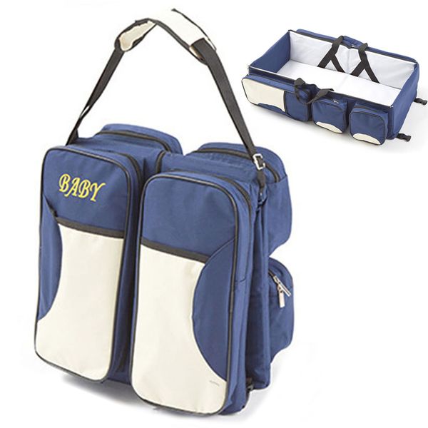 2 in1 Multifunctional Baby Diaper Bag,Baby Portable Cot Bed for Outdoor