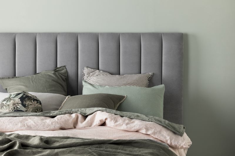 StrohBerry - Lincoln Panel Headboard - Velvet - Dew Grey - Multiple Sizes