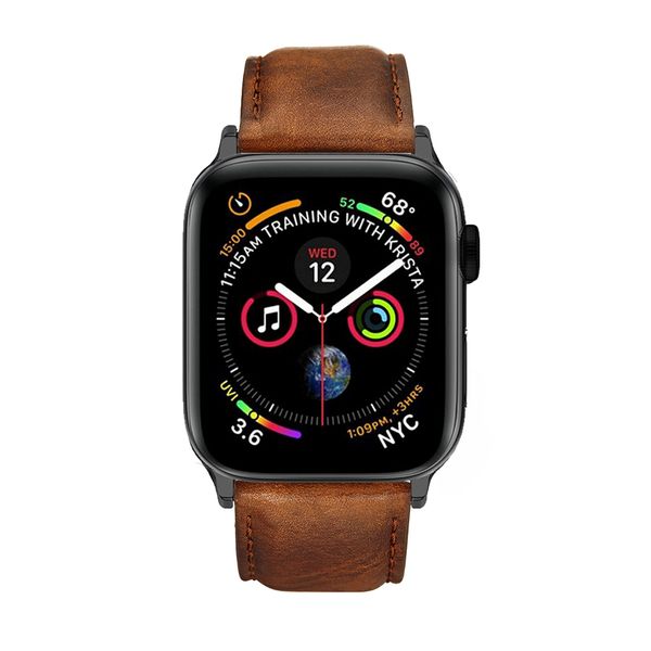 Colton James Leather Strap for Black/Space Grey 44mm Apple Watch-Sandstone