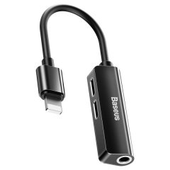 Baseus L52 3 in 1 Male iOS to Dual iOS and 3.5mm Female Audio Adapter