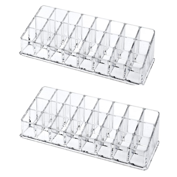 24-Slot Clear Acrylic Tabletop Makeup Organizers for Lipsticks Pack of 2