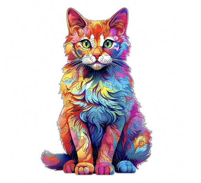 A3 Colourful Cat Wooden Jigsaw Puzzle for Adults