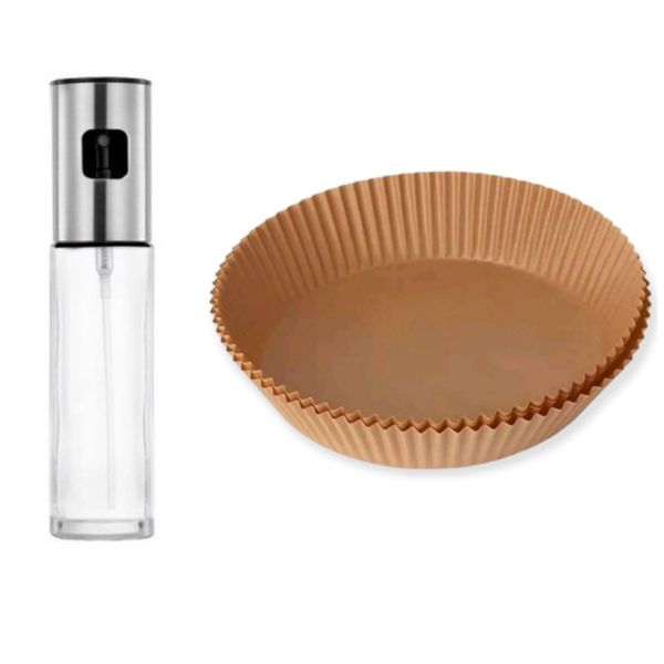 Air fryer Paper Liner (100 Piece) with Added Oil Spray Bottle